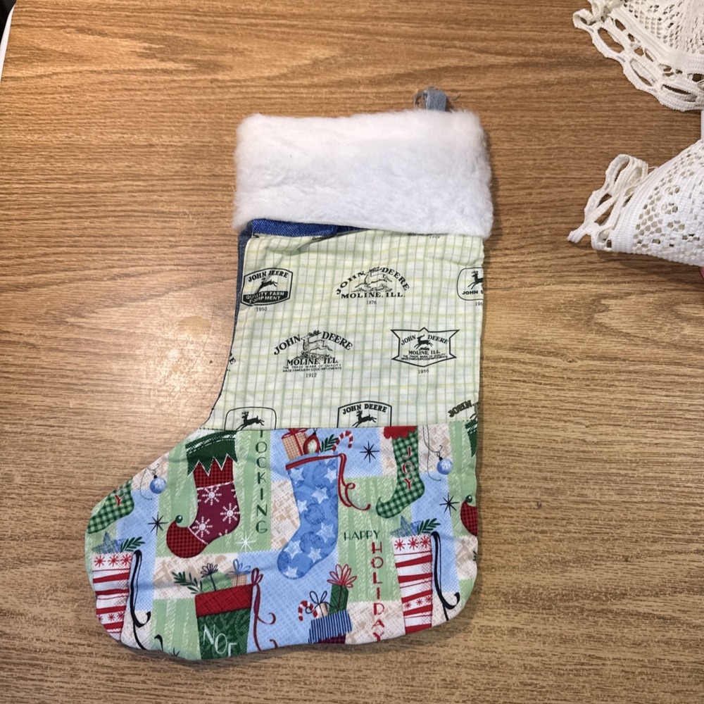 Handmade Christmas holiday stocking -John Deere Logo